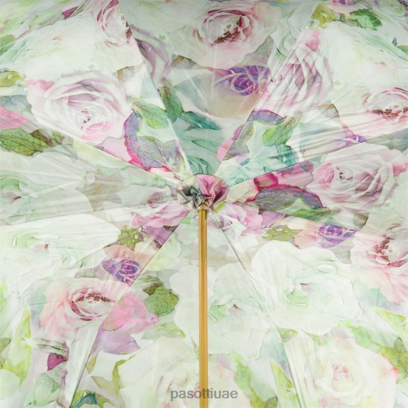 مظلة | 189 5d934-1 p5 - مظلة ورود خضراء ووردية، قماش مزدوج PASOTTI Z446V389